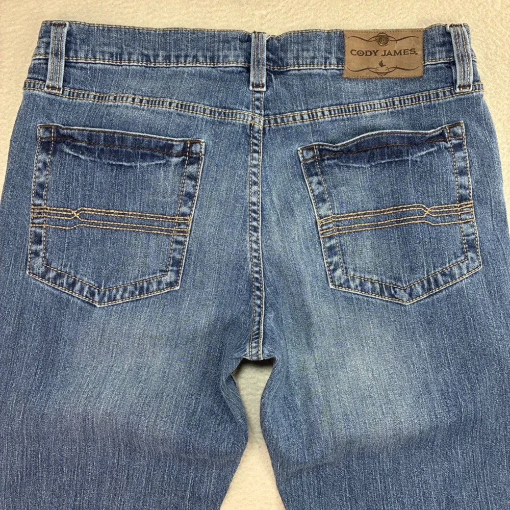 Cody James Jeans Men 33x34 Blue Faded Whiskered Straight Bootcut Western Cowboy